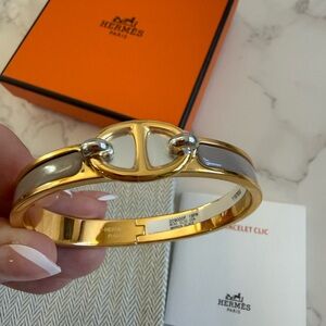 Hermès NIB Mini Clic Chaine d’Ancre Grey Gold Bracelet